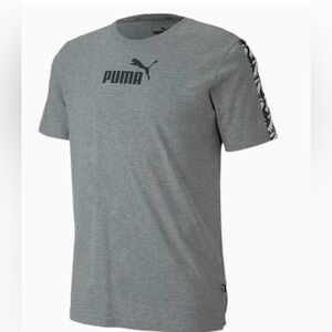 Puma Men’s Essentials+ Tape T-Shirt in Medium Gray Heather